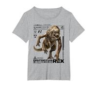 Jurassic World Rebirth Distortus Rex Ingen Species File T-Shirt, Femme Grandes Tailles, Gris Chiné, 2X