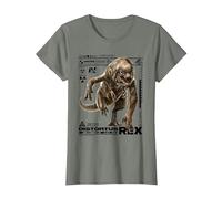 Jurassic World Rebirth Distortus Rex Ingen Species File T-Shirt, Femme, Vert Kaki chiné, XXL