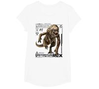 Jurassic World Rebirth Distortus Rex Ingen Species File T-Shirt, Fille, Blanc, L