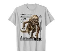 Jurassic World Rebirth Distortus Rex Ingen Species File T-Shirt, Homme, Argent, S