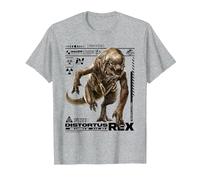 Jurassic World Rebirth Distortus Rex Ingen Species File T-Shirt, Homme, Gris Chiné, XL