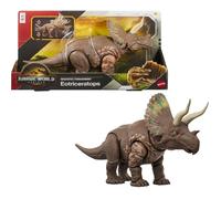 Mattel Jurassic World: Renaissance, Méga Prédateurs Eotriceratops Figurine de dinosaure issu d’une espèce géante, 2 coups dévastateurs activés grâce à sa queue, jeu virtuel, JGB93