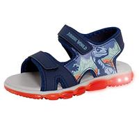 Jurassic World Sandales de sport lumineuses pour garçons avec bout ouvert et fermeture facile, bleu, 17 EU