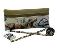 Jurassic World-Set de Papeterie avec Porte-Tout, étui, Taille-Crayon, Gomme à Effacer et Crayons, Fournitures Scolaires, Cadeau, Multicolore, Produit Officiel (CyP Brands)
