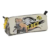 JURASSIC World WARNING Trousse avec fermeture éclair et compartiment, idéale pour les enfants d'âge scolaire, confortable et polyvalente, qualité et résistance, 21 x 7 x 8 cm, couleur grise, gris,