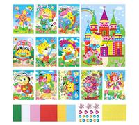 JurciCat 12 pièces Kit de Mosaique Enfant Sticky Mosaics pour Filles Garçons Bricolage DIY Cadeaux pour Anniversaire D'enfants Cadeau Activité pour Fête