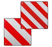 JurciCat 2 In 1 Panneaux De Signalisation Rouge Blanc Aluminium Réfléchissante 50X50Cm Avec 4 Cordes Tension et Trous De Fixation Pour Cale Camping Car Porte Velo Remorque Arrière Caravane