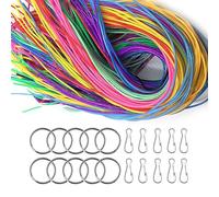 JurciCat 200 pièces Scoubidou fil Set fil scoubidou scoubidou fil paillettes DIY string pour bracelets collier porte-clés (20 couleurs 10 clips et 10 anneaux porte-clés)