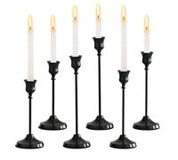 JurciCat Bougeoir Noir Bougeoir Décoratif Vintage Chandelier 16/19/22 cm pour Fête Mariage Décoration de Table Cérémonie de Passage à L'âge Adulte Anniversaire (Noir 6 Pièces)