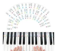 JurciCat Etiquettes Autocollant Piano Pour Piano Numérique 88 Touches Autocollants De Clavier De Piano Débutant En Silicone Réutilisable Et Livré Avec Une Boîte (Arc-en-ciel)