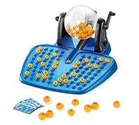 JurciCat Jeu De Loterie avec 1 Machine à Loterie 90 Jetons De Score 90 Petites Boules 48 Cartes pour Les Fêtes Après Le Dîner Noël Les Vacances Et Les événements (Bleu)