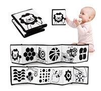 JurciCat Livre Sensoriel Bebe Livre Noir et Blanc Bébé Jeux Eveil Bebe Jouets pour 0 3 6 Mois Nouveau né Livres d'éveil