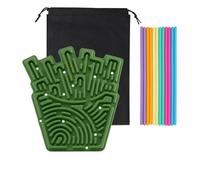 JurciCat Planche D'activité Jouet Sensoriel Sac Voyage & 12 Accessoires Lacets Planche Sensorielle Silicone Sensoriel Double Face pour Enfants De 3 Ans Et Plus Adultes Jeu D'activité（Vert Militaire