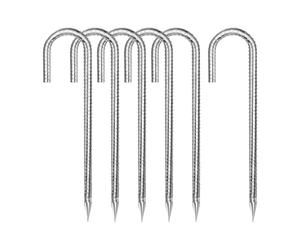 JurciCat Sardines De Fixation Piquet Ancrage Piquets De Jardin 30 Cm Long en Forme De J ø 8mm pour Sécuriser Les Clôtures Les Tentes De Fleurs Et Le Jardin dans La Niche du Chien dans Le Poulailler