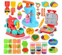JurciCat Set D'accessoires en Pate A Modeler 51 Pièces DIY Outil De Pâte à Modeler Machine à Burger Machine à Pâtes Machine à Glace Clay Accessories Kneading Jouet Cadeau pour 3+ Ans Fille & Garçon