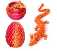 JurciCat Œuf de dragon 3D imprimé - Figurines mobiles pour Noël, Pâques, anniversaire, carnaval - Cadeaux (rouge)