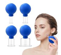 JurciCat Ventouse visage Ensemble de 4 pièces Silicone ventouse massage Pour le visage contre les rides les tensions et pour soulager la douleur cupping ventouse(Bleu0
