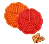 JURENEE 2 Pièces Moule Gaufre Air Fryer, Forme de Cœur Moule Silicone Gaufres, Moules Gaufre Four, Facile à Utiliser, Forme Originale et Unique, Convient pour Faire des Muffins