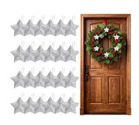 JURENEE 24 Pièces Argenté Etoile a Suspendre Noel, Etoile de Noel a Suspendre Tridimensionnelles en PP, Étoile Sapin Noël Scintillantes, Conviennent pour Être Accrochées au Sapin de Noël (Argenté)