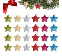 JURENEE 24 Pièces Coloré Etoile a Suspendre Noel, Etoile de Noel a Suspendre Tridimensionnelles en PP, Étoile Sapin Noël Scintillantes, Conviennent pour Être Accrochées au Sapin de Noël (Coloré)