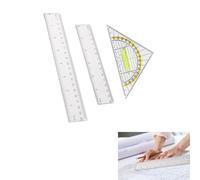 JURENEE 3 Pièces Équerre Rapporteur et Règle Droite, Triangle avec Poignée, PS Kit Regle Equerre Rapporteur, Échelle Précise, Facile à Utiliser, Convient Dessin, L'utilisation Quotidienne en Classe