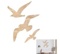 JURENEE 3 Pièces Mouettes Décorations Murales, Mouette en Bois Decoration, Oiseau Decoration Murale en Bois Auto Adhésive, Forme Réaliste, Facile à Utiliser, Convient à la Décoration Salle de Bain