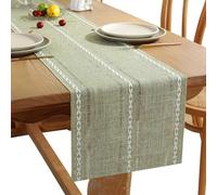 JURENEE Chemin de Table Vintage, 33 X 183 Cm, Chemin de Table Automne, Nappe de Style Rustique, Table Runner Idéale pour Décorer Une Table de Restaurant, de Cuisine, de Fête Ou de Dessert (Vert)