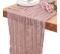 JURENEE Drapeau de Table Décoratif Rose, Tulle Rose en Polyester, Mode Chemins de Table Gaze de Style Bohème, Design Plissé, Couleur Vive, Convient pour Décoration de Table, Fête d'anniversaire