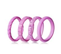 Jurikko Alliances empilables en silicone pour elle - Bagues de promesse confortables en caoutchouc tressé - 4 bagues, Silicone, Aucune pierre précieuse