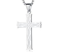 Jurikko Collier avec pendentif en forme de croix celtique pour homme en acier inoxydable avec nœud irlandais et symbole de l'infini Argenté/doré/noir Chaîne Rolo 71 cm Chaîne Rolo 61 cm/71 cm, Medium