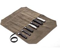 JURONG Chef's Knife Roll Bag with 7 Slots, Waxed Canvas Chefs Knife Case, Kitchen Tool Roll Bag, Blade Storage Case