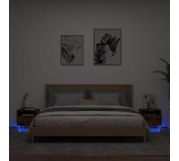 Juroupi Armoires de Chevet avec lumières LED 2 pcs chêne fumé,Boîte De Rangement De Jardin,Coffre De Stockage,Boîte De Stockage,