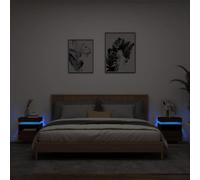 Juroupi Armoires de Chevet avec lumières LED 2 pcs chêne Marron,Boîte De Rangement De Jardin,Coffre De Stockage,Boîte De Stockage,