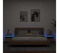 Juroupi Armoires de Chevet avec lumières LED 2 pcs chêne Sonoma,Boîte De Rangement De Jardin,Coffre De Stockage,Boîte De Stockage,