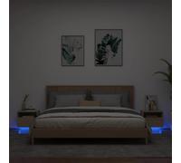 Juroupi Armoires de Chevet avec lumières LED 2 pcs chêne Sonoma,Boîte De Rangement De Jardin,Coffre De Stockage,Boîte De Stockage,