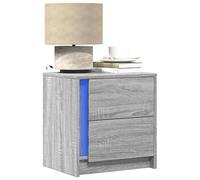 Juroupi Armoires de Chevet et lumières LED 2 pcs Sonoma Gris,Boîte De Rangement De Jardin,Coffre De Stockage,Boîte De Stockage,