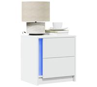 Juroupi Armoires de Chevet et lumières LED 2pcs Blanc Bois d'ingénierie,Boîte De Rangement De Jardin,Coffre De Stockage,Boîte De Stockage,