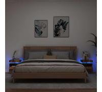Juroupi Armoires de Chevet et lumières LED 2pcs Vieux Bois 40x39x48,5cm,Boîte De Rangement De Jardin,Coffre De Stockage,Boîte De Stockage,