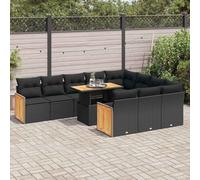 Juroupi Ensemble de canapés de Jardin 11 pcs et Coussins rotin Acacia,Housses De Canapés De Jardin,Housse Protection Canapé,Housse Canape Exterieur
