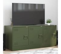 Juroupi Meuble TV Vert Olive 99x39x44 cm Acier, Meuble TV, Table Basse Salon, Table Basse LED