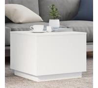 Juroupi Table Basse avec lumières LED Blanc 50x50x40 cm,Table Basse Salon,Petite Table Basse,Table Basse Rétro