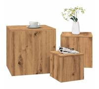 Juroupi Tables d'appoint 3 pcs chêne Artisanal Bois d'ingénierie,Table Bout De Canapé, Industrielle pour Les Petites Pièces, Petite Table dans L'Entrée, Facile À Monter