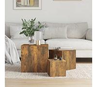 Juroupi Tables d'appoint 3 pcs Chêne fumé Bois d'ingénierie,Table Bout De Canapé, Industrielle pour Les Petites Pièces, Petite Table dans L'Entrée, Facile À Monter