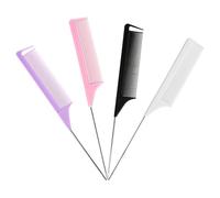 Jurrissa Lot de 4 peignes à dents fines avec queue de rat en métal pour coiffer et couper les cheveux, lot de 4 peignes de séparation pour tresser les cheveux