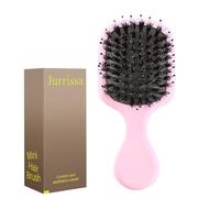 Jurrissa Mini brosse à cheveux en poils de sanglier pour femmes, hommes, enfants, petite brosse à cheveux portable pour poches, sacs à main, mini brosse démêlante pour ajouter de la brillance (rose)