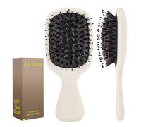 Jurrissa Mini brosse à cheveux en poils de sanglier, taille voyage pour femmes, hommes, enfants, petite brosse à cheveux portable pour poches, sacs à main, mini brosse démêlante pour ajouter de la
