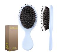 Jurrissa Mini brosse à cheveux pour femmes, hommes, enfants - Portable - Format voyage pour poches, sacs à main - Mini brosse démêlante pour tous les types de cheveux - Petite brosse à coussin (bleu)