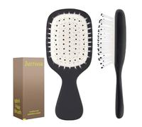 Jurrissa Mini brosse à cheveux pour femmes, hommes, enfants - Portable - Format voyage pour poches, sacs à main - Mini brosse démêlante pour tous les types de cheveux - Petite brosse à coussin (noir)