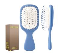 Jurrissa Mini brosse à cheveux pour femmes, hommes, enfants - Portable - Format voyage pour poches, sacs à main - Mini brosse démêlante pour tous les types de cheveux - Petite brosse à coussin (bleu)