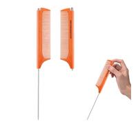 Jurrissa Peignes à queue de rat pour se séparer, peigne à queue de rat rétractable portable, peignes de séparation pour coiffeur, peigne à dents fines en acier inoxydable, facile à transporter (1